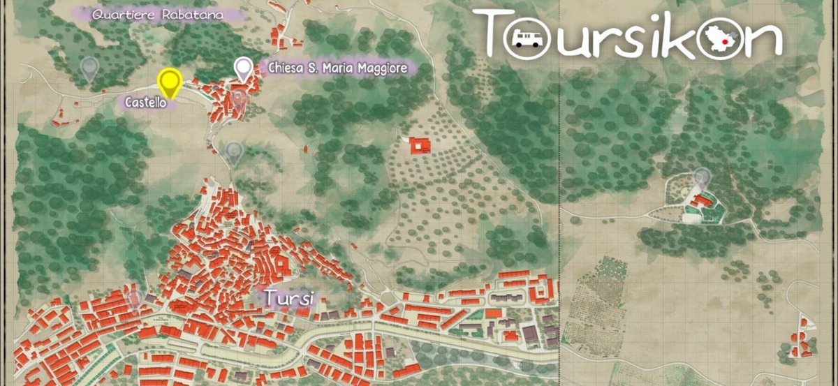 Toursikon: la mappa di Tursi con le tappe del gioco, dal Castello alla Rabatana